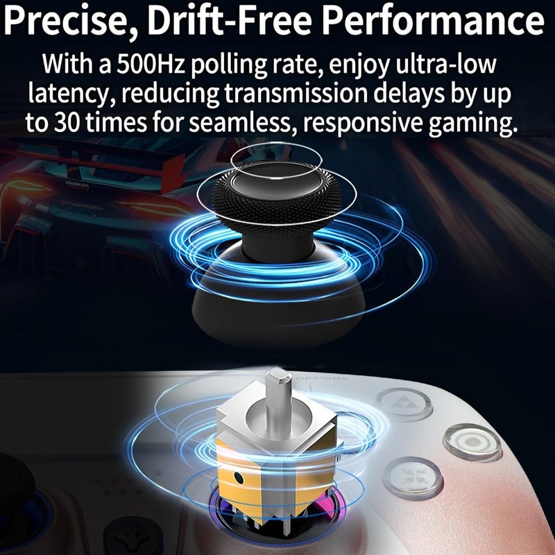 NBCP Wired PS5 Controller, Turbo, Hall-Effect Triggers, Dual Vibration, 6-Axis Gyro, 10ft Cable –Gamepad Compatible with PS5/PS4/PC/Steam – Rose Gold Color - Image 4